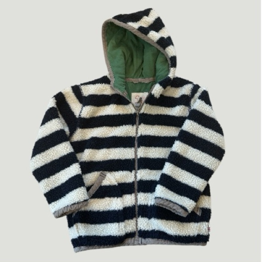 Mini Boden Navy and White Striped Fleece Hoodie